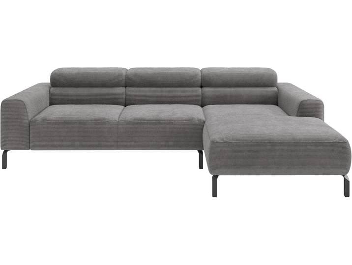 Ecksofa HOME AFFAIRE Antonelli, L-Form, inkl. Kopfteilverstellung, Breite 258 cm , grau (schwarz, grau), B:258cm H:71cm T:183cm, 88% Polyester, 12% Polyacryl, Sofas, Ecksofa, wahlweise elektrische Sitztiefenverstellung