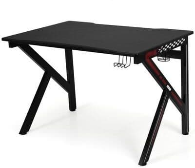 Costway K-Shaped Gaming Desk with Cup Holder Headphone