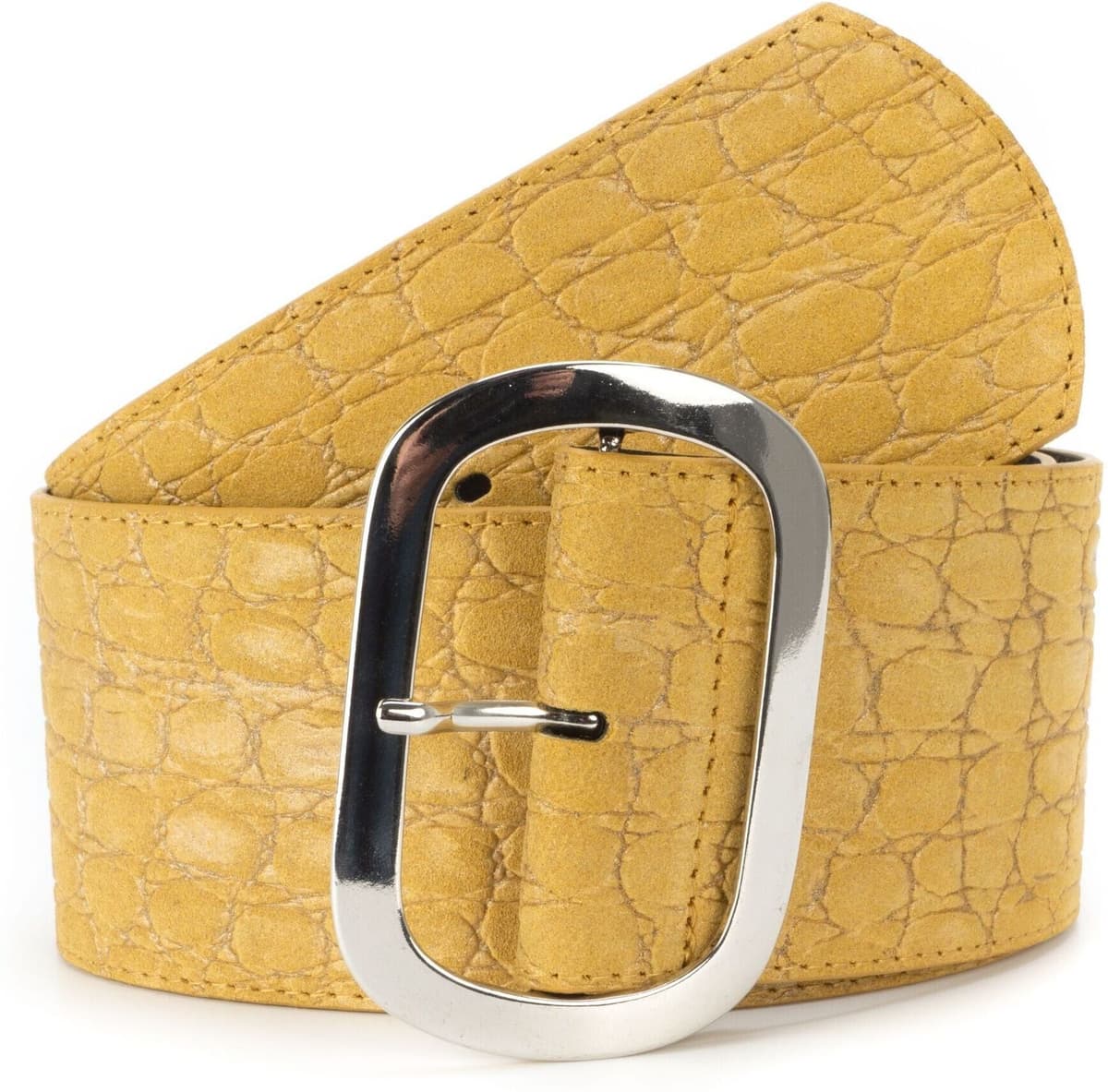 Ledergürtel BA98-COLOGNE "BA98-Cologne Gürtel", Damen, Gr. 90, gelb (curry), Obermaterial: 100% Lammleder LEL., uni, Gürtel Ledergürtel, handgefertigt