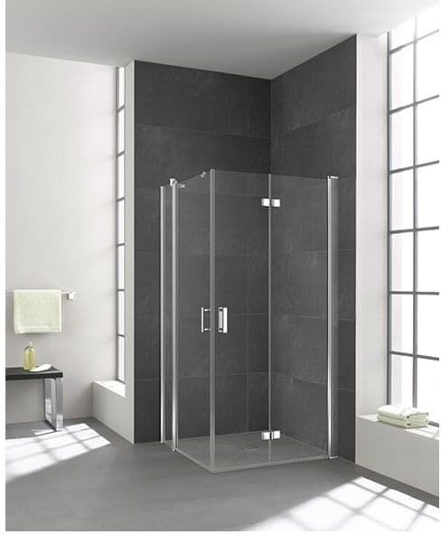 Kermi Diga Eckeinstieg-Hälfte Pendeltür mit Festfeld DIEPR075182PK 75x185cm, auf DW, weiß, ESG klar Clean, rechts