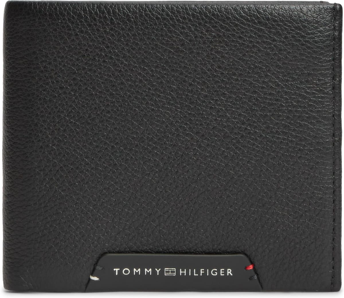 Geldbörse TOMMY HILFIGER "TH CORP CC FLAP AND COIN", Herren, schwarz, Leder, Kleinlederwaren Geldbörse, Herren Geldbeutel, Portemonnaie mit Logoschriftzug schwarz Einheitsgröße