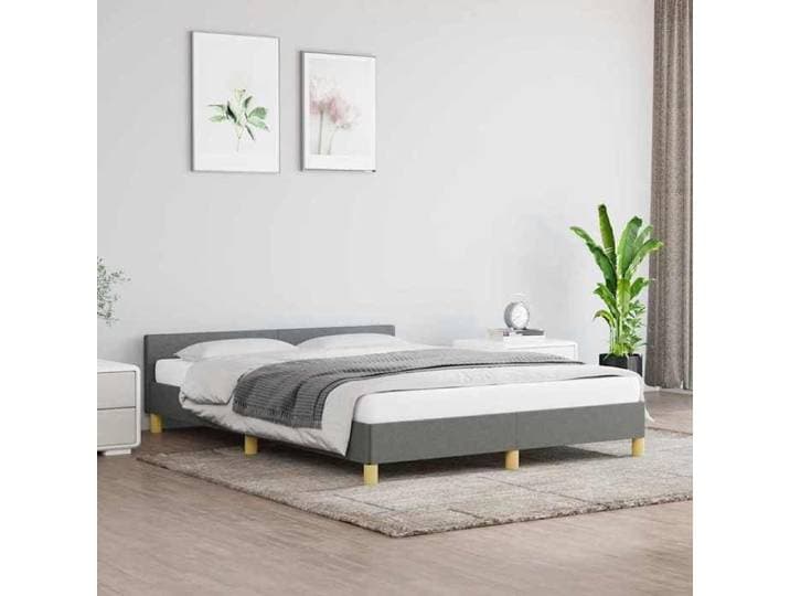 Soldes Flottants Lit double 140x190cm Structure de lit classique sans matelas gris foncé 140x190cm tissu