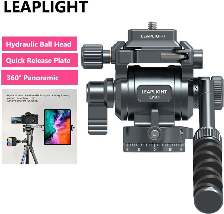 LEAPLIGHT Aluminum Panoramic Tripod Head Hydraulic Fluid Video Damping Head For Tripod Monopod DSLR Camera Holder Stand Mobile