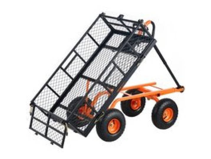 VEVOR Gartenwagen, Gartenkarre aus Metall mit einfach zu montierendem Rahmen, Kippbarer Bollerwagen mit umwandelbarem 2-in-1-Griff, Mehrzweckschubkarre mit 180 kg Tragfähigkeit, 25,4 cm Reifen