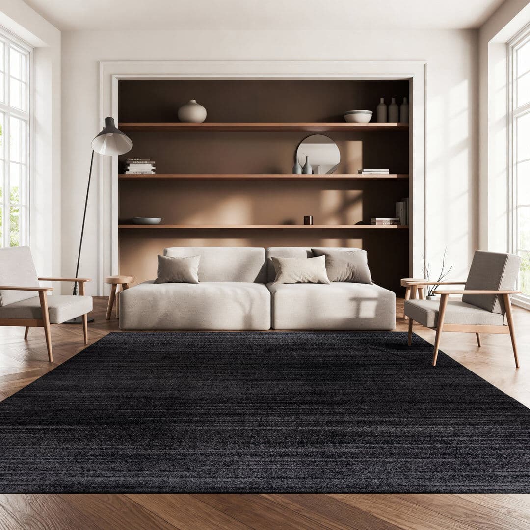 17 Stories Adirondak Black/Ivory Area Rug Black / Ivory Rectangle 244 x 305 cm