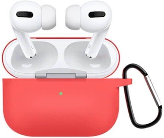 AirPods Pro / Pro 2 Silikoni Suojus + Karbiinihaka, Punainen