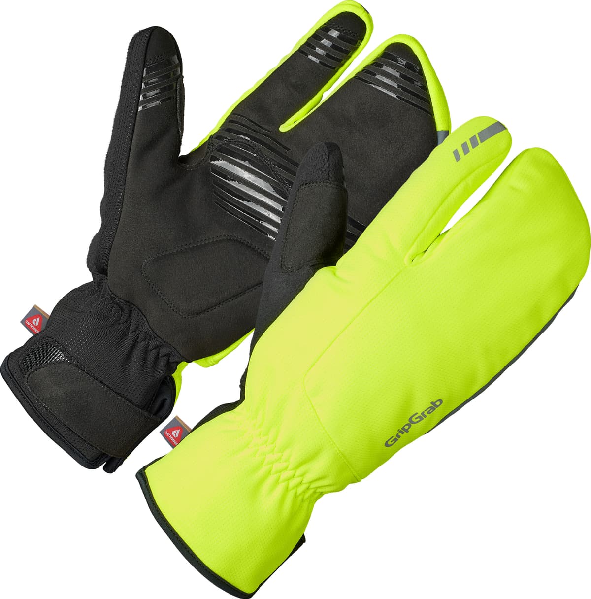 Gripgrab Nordic 2 Windproof Deep Winter Lobster Gloves Yellow Hi-Vis XXL