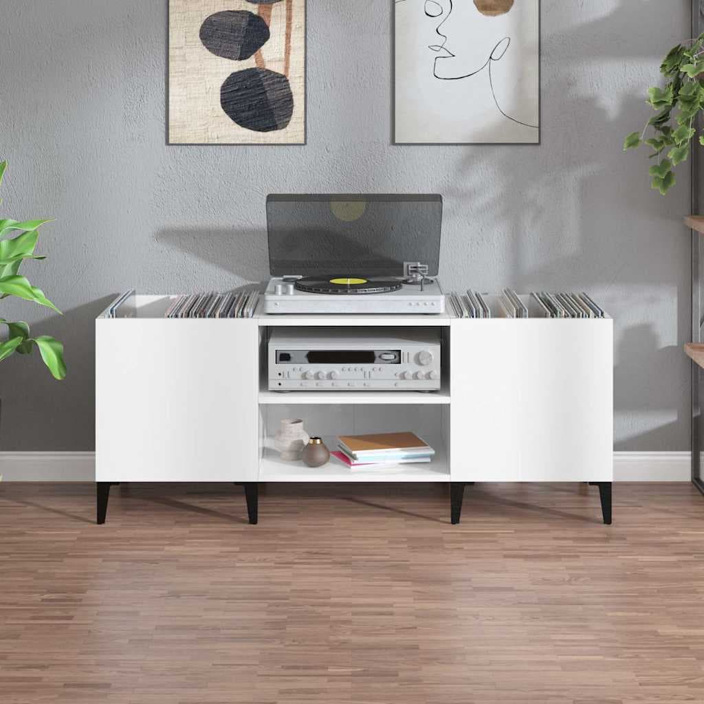 vidaXL Armoire à disques blanc 121x38x48 cm bois d'ingénierie