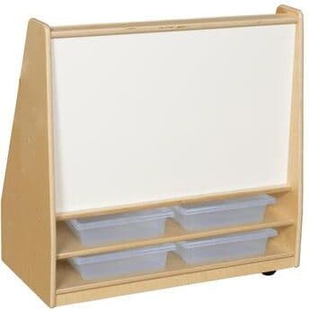 "Wood Designs One Side Book Display Storage Unit, Markerboard and 4 Translucent Letter Trays, Toddler Durable Bookacse - 30"""