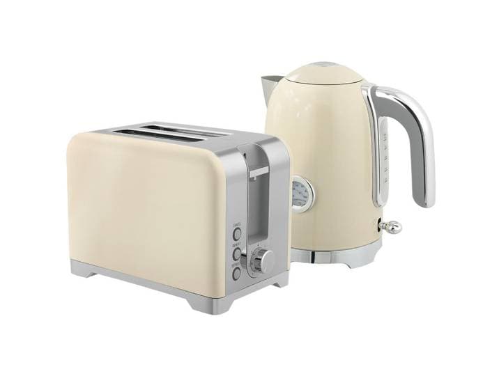 Homcom Kocher-Toaster-Set 2er Set Kunststoff Edelstahl Cremeweiß, 16x24.4x23.5 cm, Kochgeschirr, Küchengeräte, Wasserkocher
