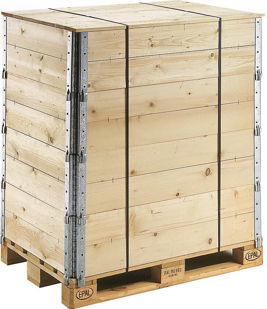 Aufsatzrahmen aus Holz, mit 4 Scharnieren, für Paletten 1200 x 800 mm, Nutzhöhe 300 mm kaiserkraft