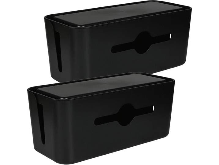 2er-Set Kabelbox inkl. Tablet-& Handyhalterung, 31 x 13,5 x 13 cm, schwarz