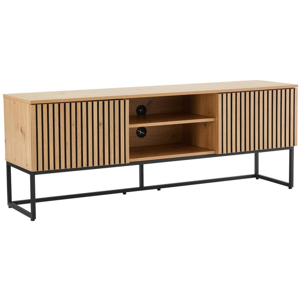 Xora Lowboard , Eiche Artisan , Metall, Holzwerkstoff , 3 Fächer , 160x60x40 cm , Wohnzimmer, TV Möbel, Lowboards
