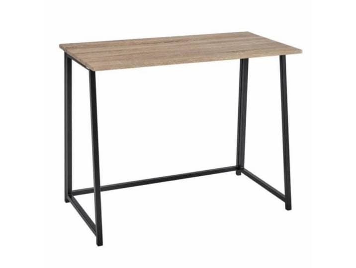Table de console meuble d'entrée pliant coloris natutrel-noir - Longueur 91 50 x Profondeur 45 x Hauteur 74 cm