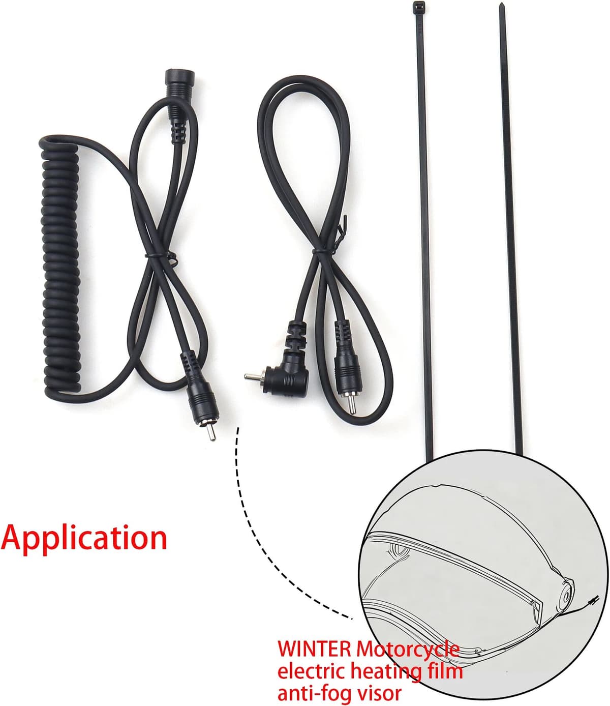 【LANO】 RCA Male to Female / Angled Male Connector with Lock Clip Power Cold-Resistant Cable for Motorcycle Helmet Heating Film