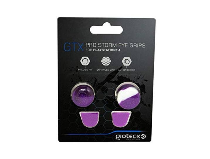 Gioteck - Thumb grip voor PS4 Joystick, Thumb Stick in Silicone, Antislip, Bescherming voor controller, voor PS4 Paarse en Wit (PS4)