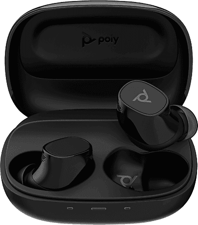 Auriculares inalámbricos bluetooth con cancelación de ruido - Poly Voyager Free 20, 28h Autonomía, Resistentes al aguya y polvo, Negro
