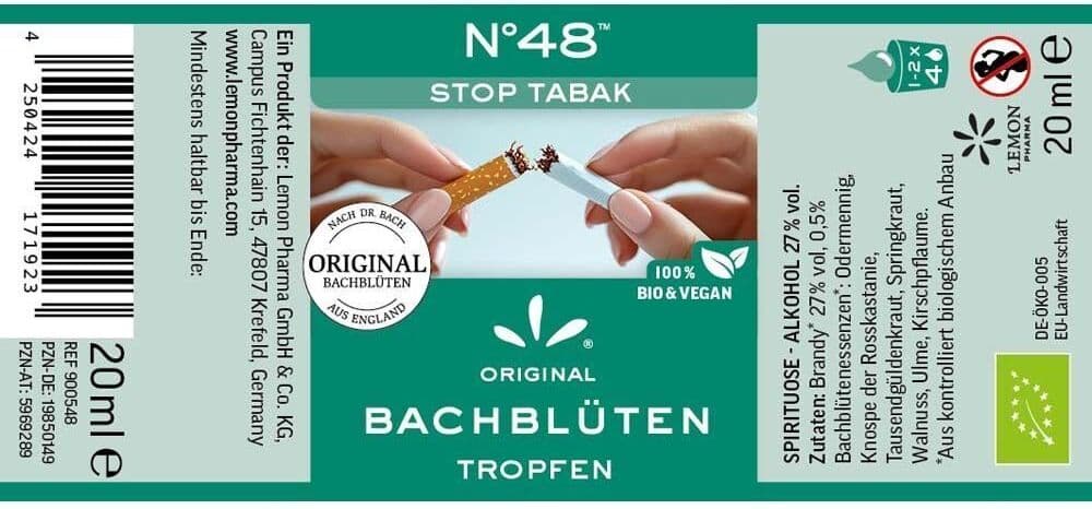 Original Bachblüten Bachblüten Nr.48 Stop Tabak Tropfen 2x 2x20 ml zum Einnehmen