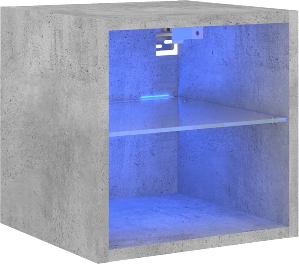 vidaXL Meuble TV mural avec lumières LED gris béton 30x28,5x30 cm