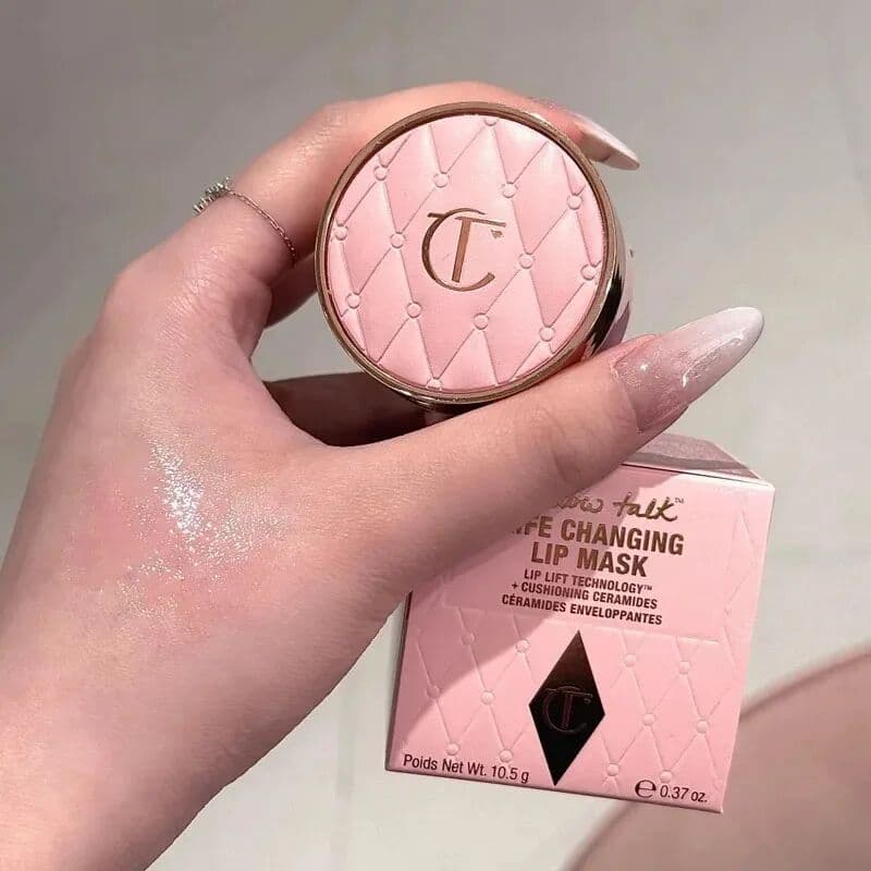 Charlotte Tilbury Pillow Talk  Lip Mask Pink Tones Strawberry Flavor Wrinkle Reduction Hydrating Ice Cream Texture Non-greasy