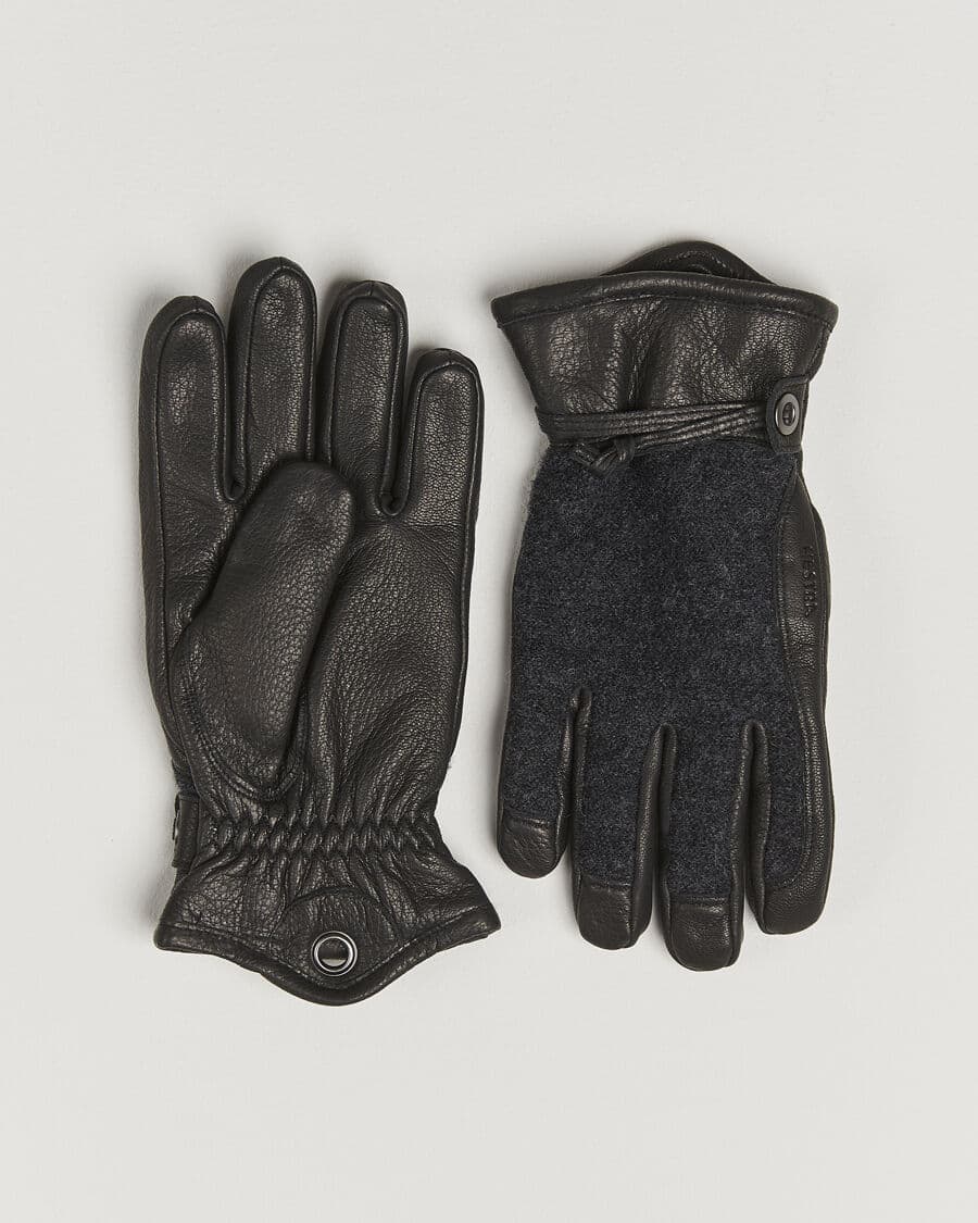 Hestra Daniel Wool/Goat Leather Glove Charcoal/Black men 10 Sort