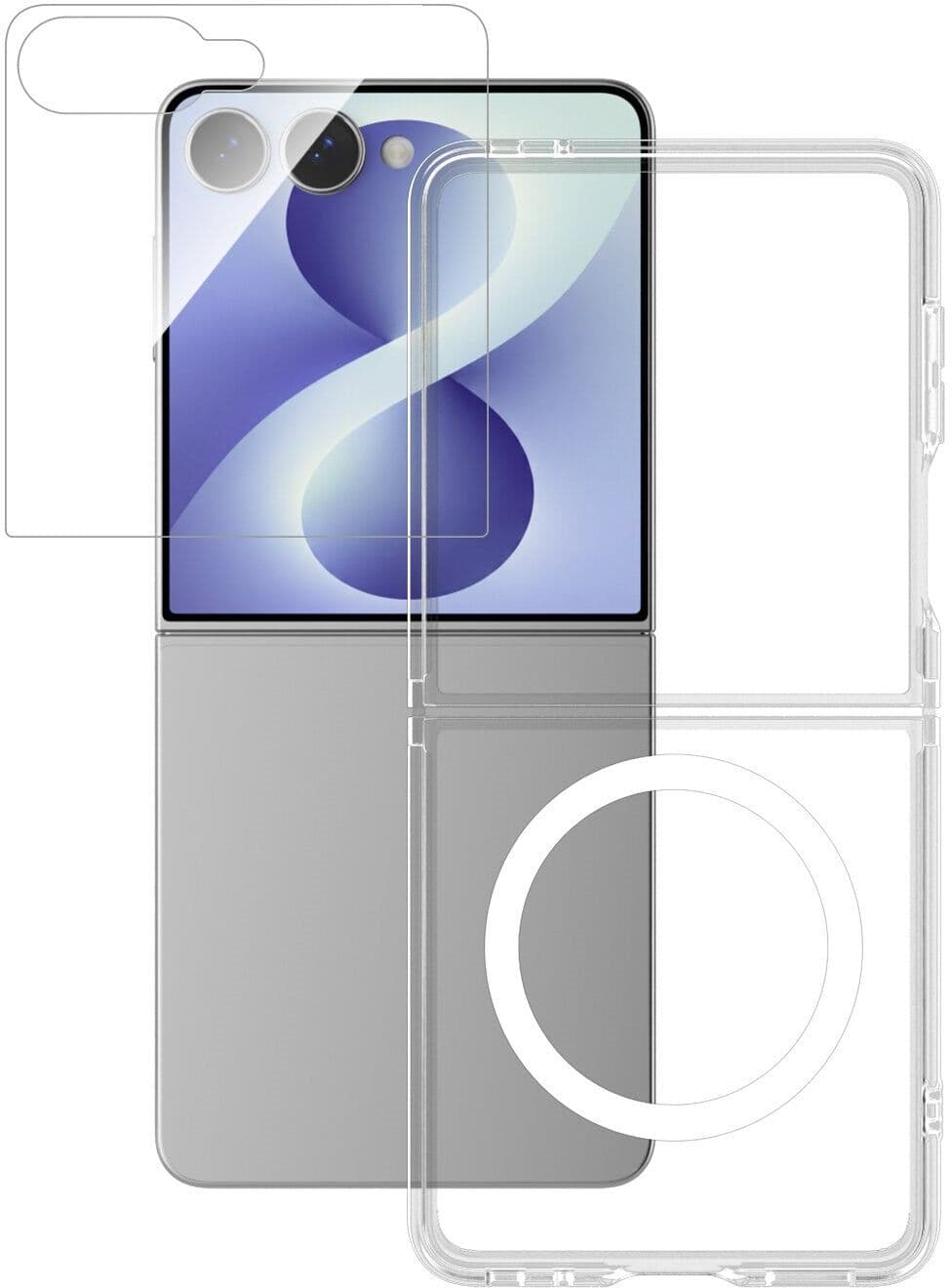 Samsung Galaxy Z Flip8 4Smarts 360° Protection Set m. Bagside Cover & Skærmbeskyttelse - Gennemsigtig