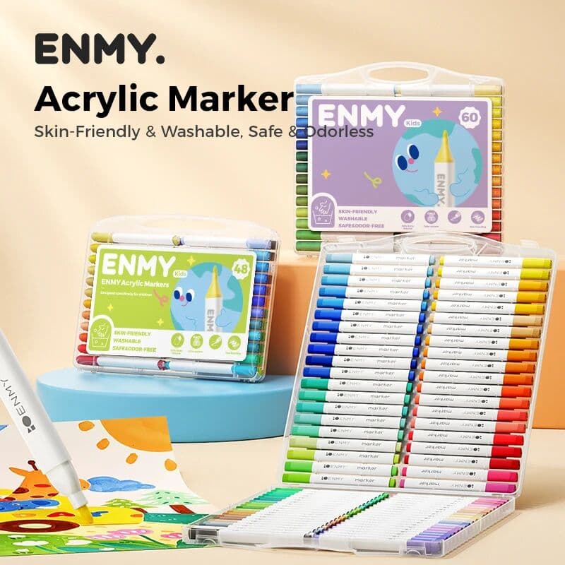enmy 12/24/36/48/60/80 colors acrylic marker Painting pens Graffiti thick brush stackable marker pen Art supplies