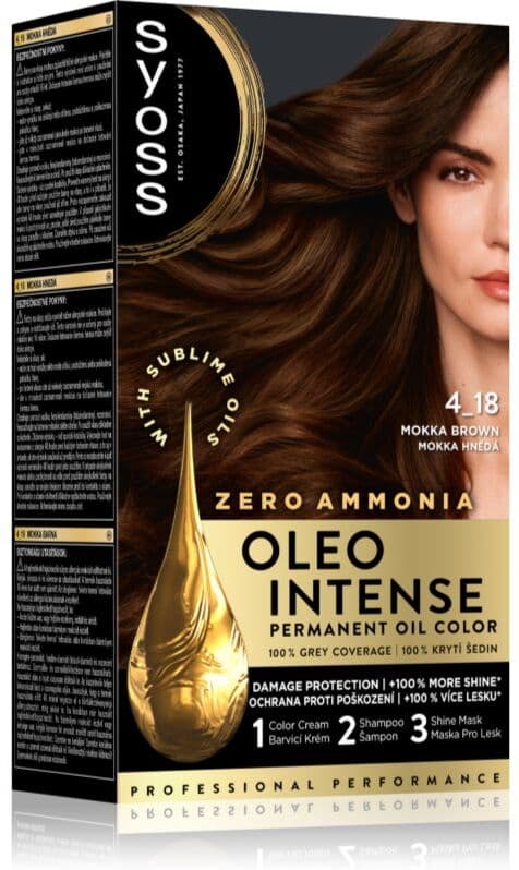 Syoss Oleo Intense coloration cheveux permanente à l'huile teinte 4_18 Mokka Brown 1 pcs