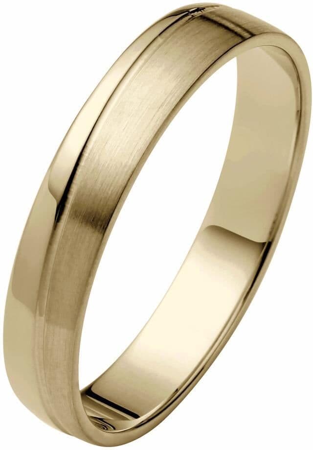 Trauring FIRETTI "Schmuck Geschenk Gold 375 Hochzeit Ehering "LIEBE" Gr. 20, gold (gelbgoldfarben), Fingerringe, Damen, 20, ohne Brillanten, Gelbgold 375, 4mm, Trauring, Made in Germany, wahlweise mit oder ohne Brillanten