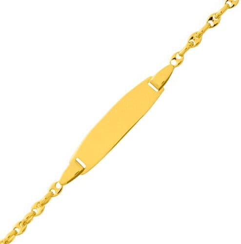 Mon Premier Bijou Gourmette bébé ovale grain de café - Or jaune 18ct