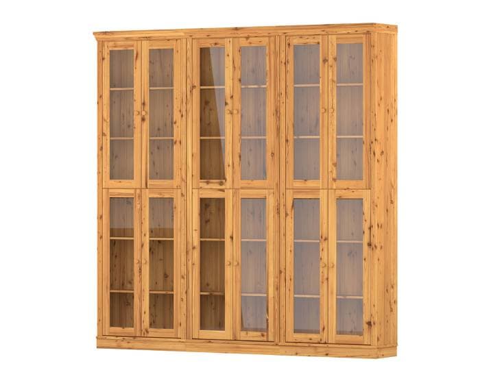Vitrinenschrank 3-tlg 222 x 223 x 37cm Holz/Kiefer