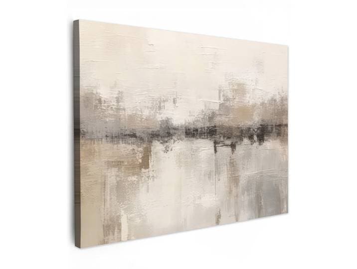 MuchoWow Leinwandbild - Moderne Kunst - Abstrakt - Beige - 80x60 - Malerei, Textil, Kiefer, Rechteckig, 80x60 cm, gerahmt, Bilder & Rahmen, Bilder, Wandbilder