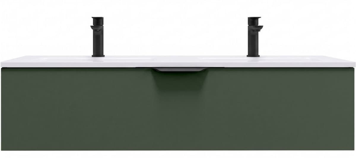 Meuble de salle de bain suspendu double vasque intégrée 120cm 1 tiroir Vert Amazonie - Venice