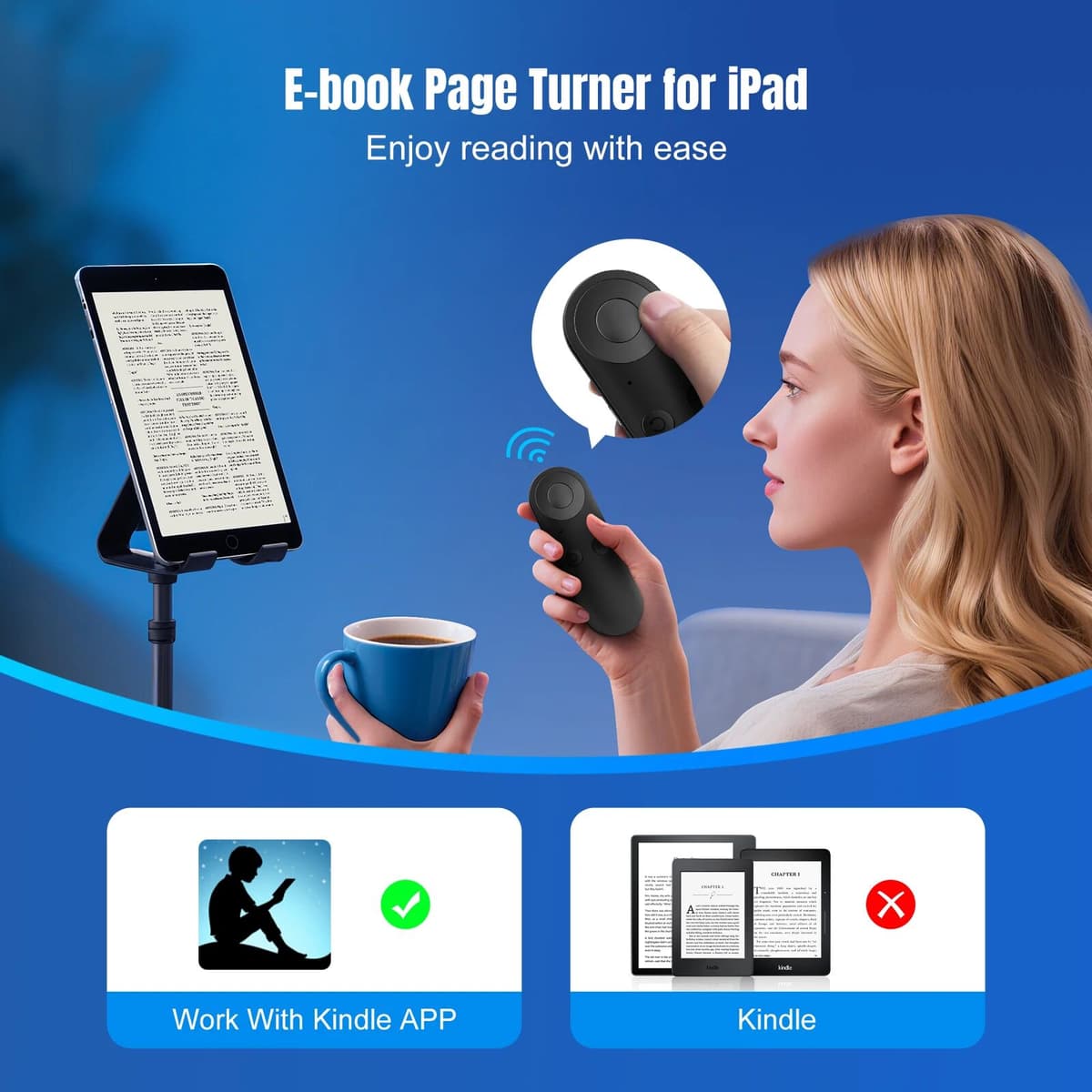 LYBYU Smartphone Remote Clicker with Air Mouse Multifunctional Smart Fingertip Ring Remote Control for iPhone iPad Android Tablet