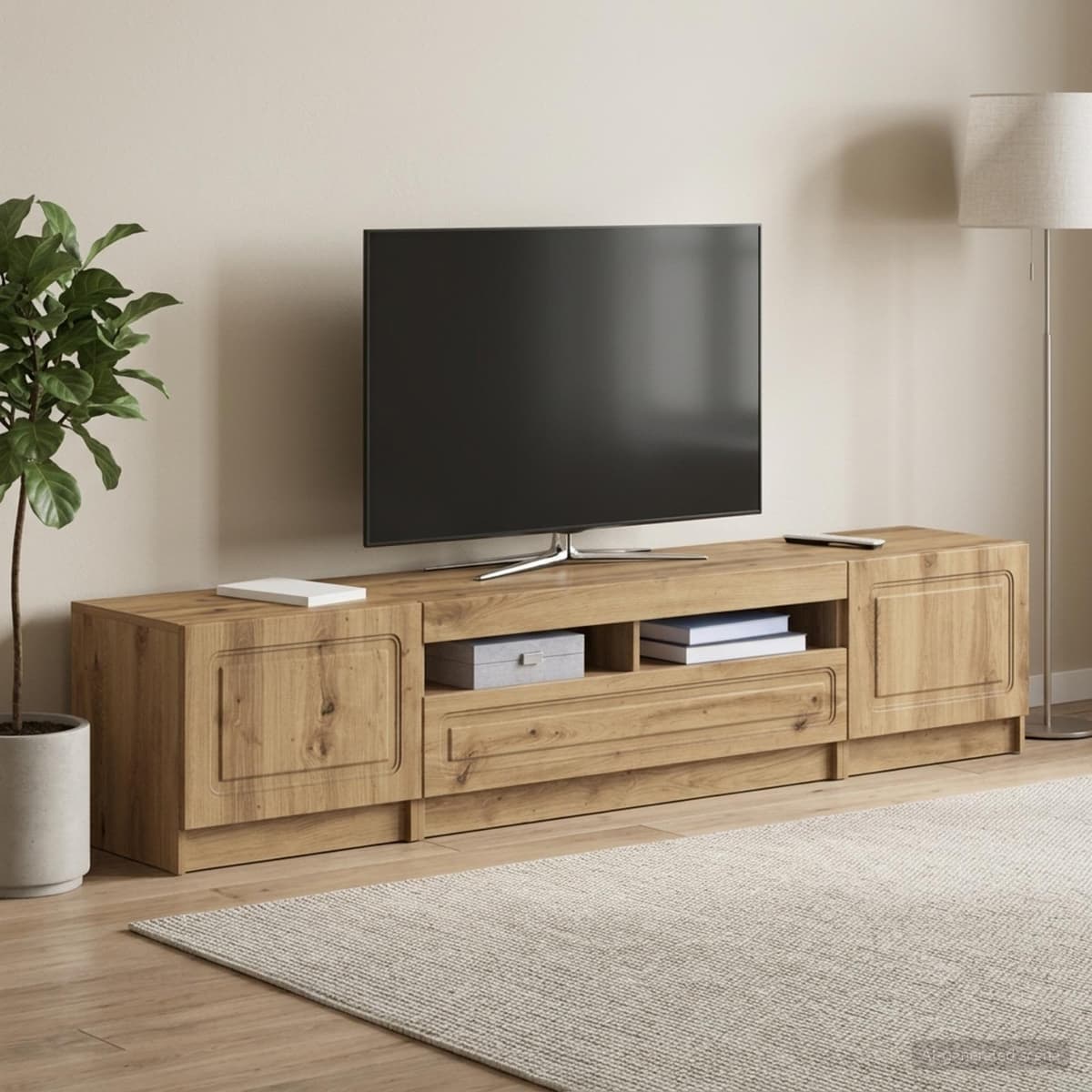 vidaXL Meuble TV LED UTRECHT 3 pc Chêne artisanal Bois d'ingénierie