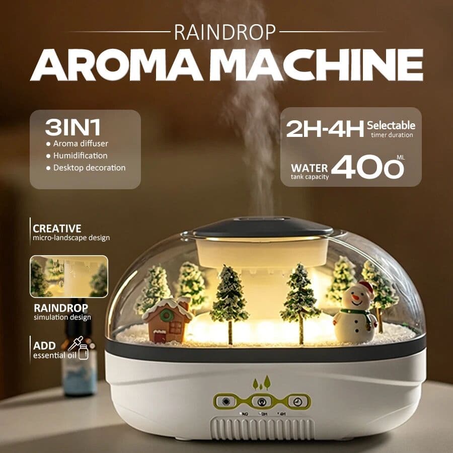 HAOYUNMA Simulated Snowpile Air Humidifier, Snowman Aroma Diffuser, Home Decoration, Creative Snow Landscape.Ideal for Bedroom, Office，Yo