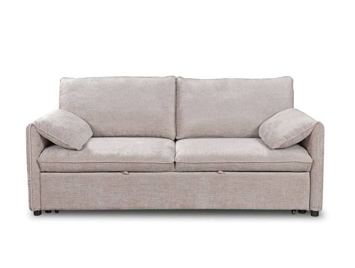 Canapé droit convertible 3 places en velours chiné beige