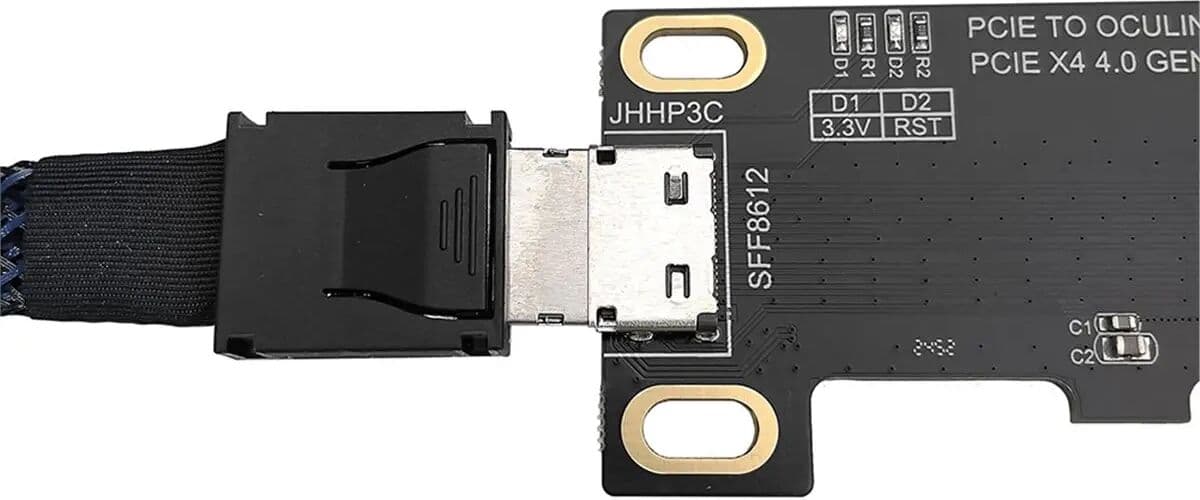 NONE PCIE 4.0 X4 to Oculink Female Adapter PCI Express GEN 4 to OCuLink SFF8612/8611 Data External Graphics Card Adapter