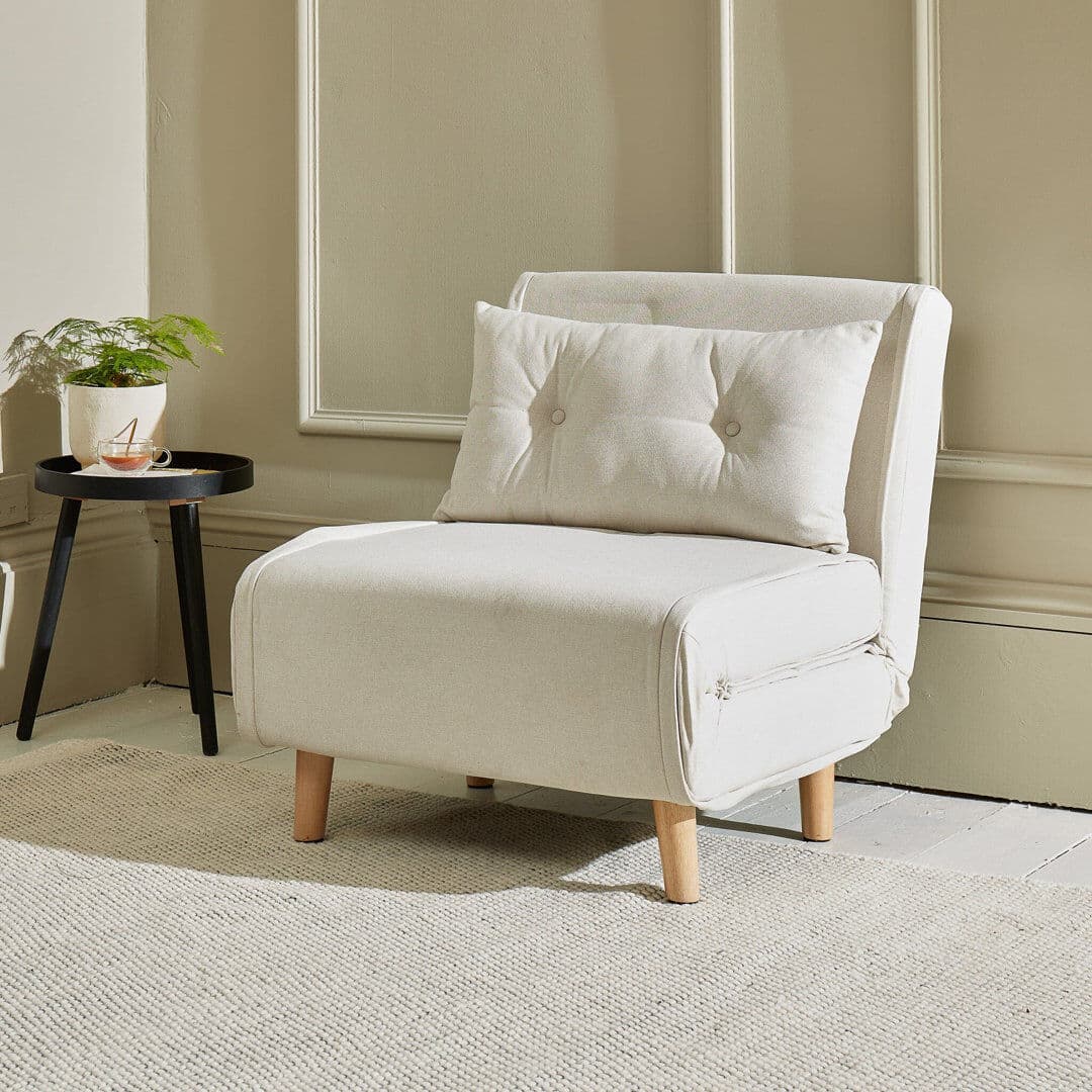 Etta Avenue Trahan Fold Out Futon Warm White 80cm H x 75cm W x 86.5cm D