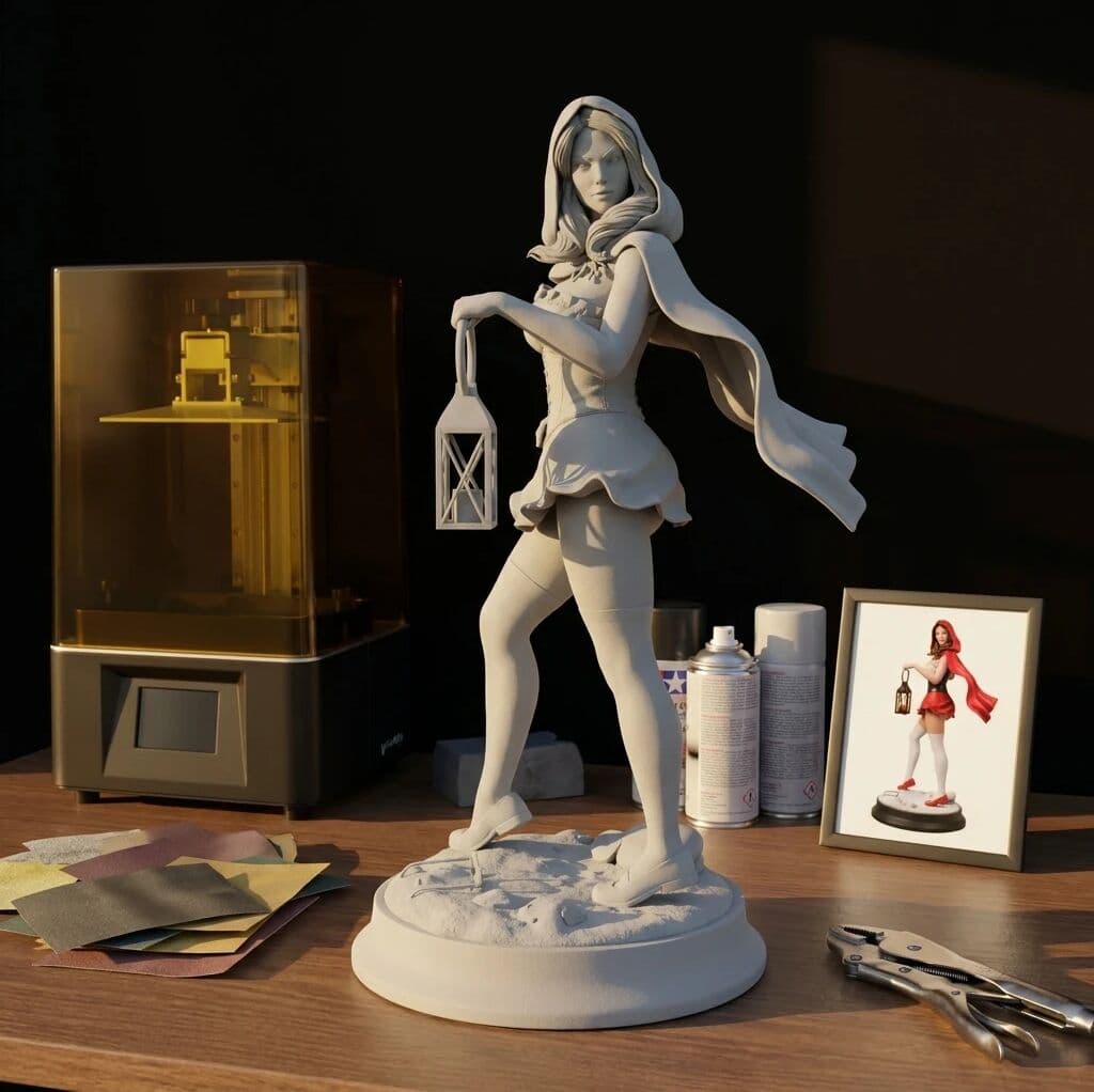 NONE 1/18 1/12 Little Red Riding Hood  Unpainted Unassembled 3D Printing Model Garage Kits   (Requires Painting and Assembly)