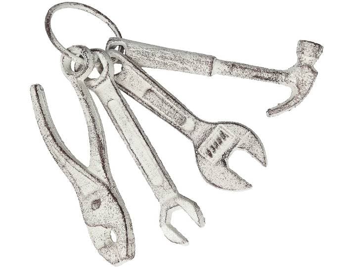 Dekoobjekt AMBIENTE HAUS Wekzeugslbund , silber (grau), B:6cm H:20cm T:6cm, Gusseisen, Dekofiguren, Dekoobjekt