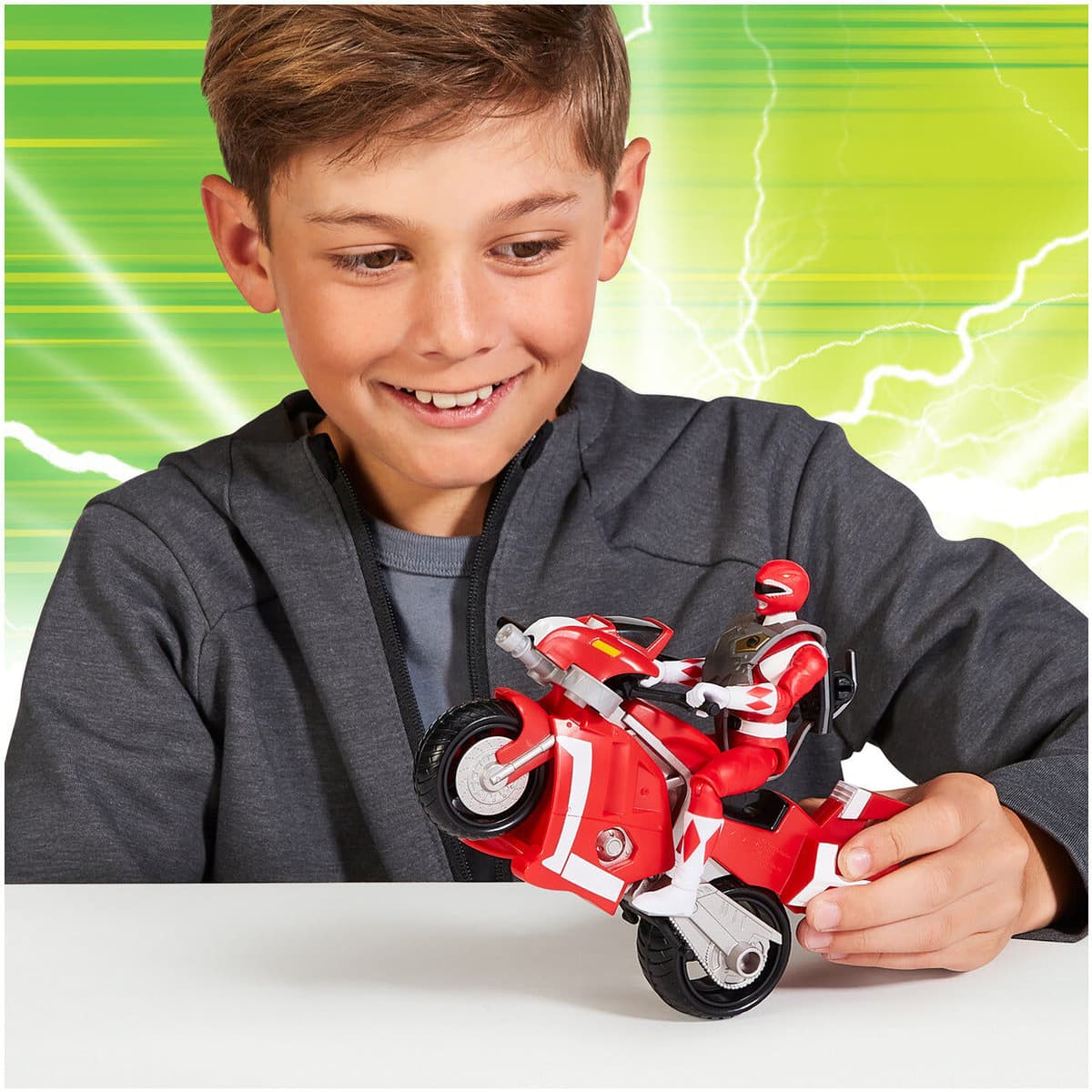 Mighty Morphin Power Rangers Battle Bike with Red Ranger Action Figure - 13 Points of Articulation - Red - Playmates