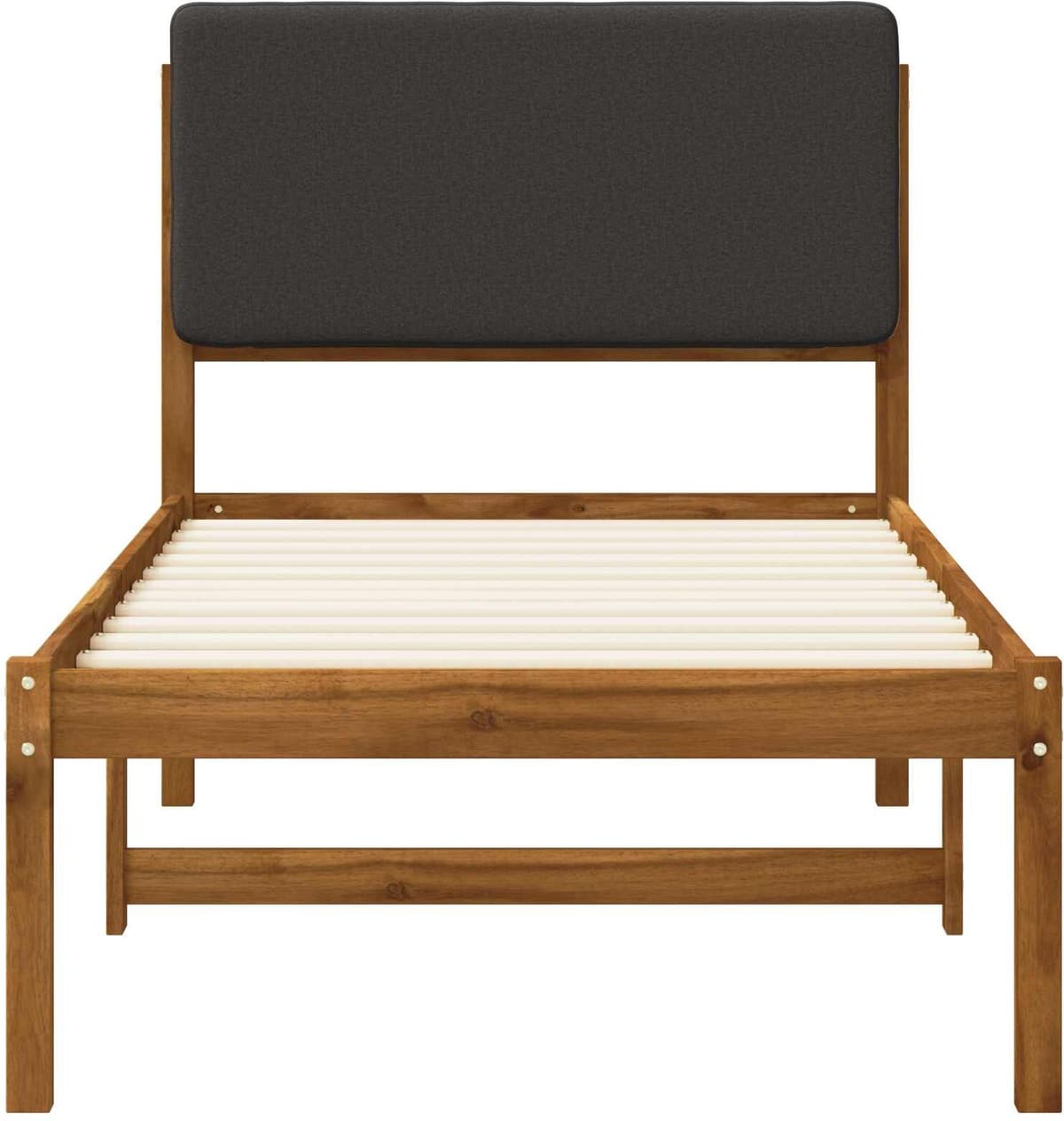 vidaXL Cadre de lit avec tête de lit rembourrée Naturel et gris foncé