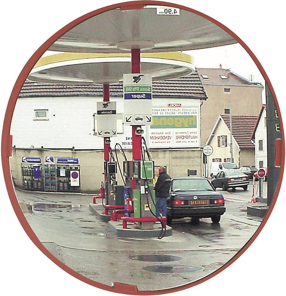 Mehrzweckspiegel 2 Richtungen, rund, Ø 500 mm, Rahmen rot, P.A.S.® Vialux