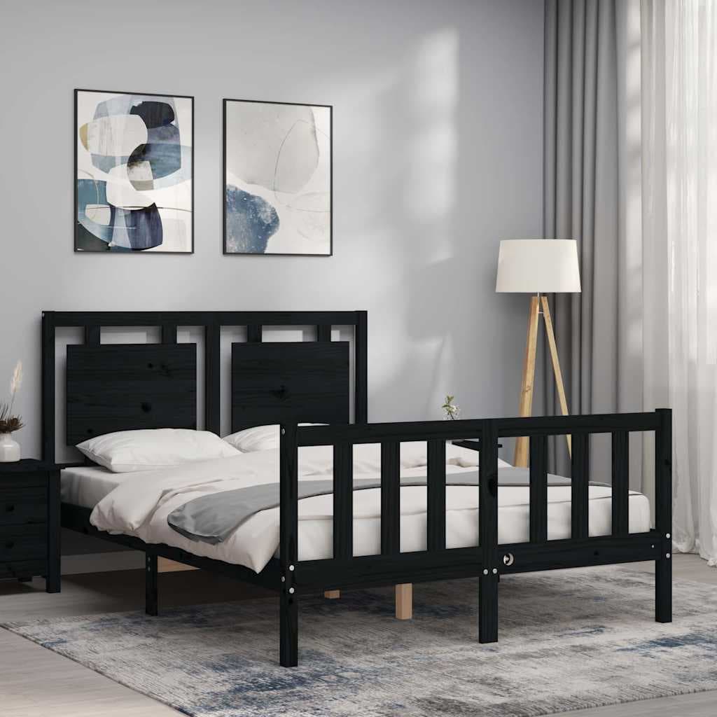 vidaXL Cadre de lit sans matelas noir bois de pin massif