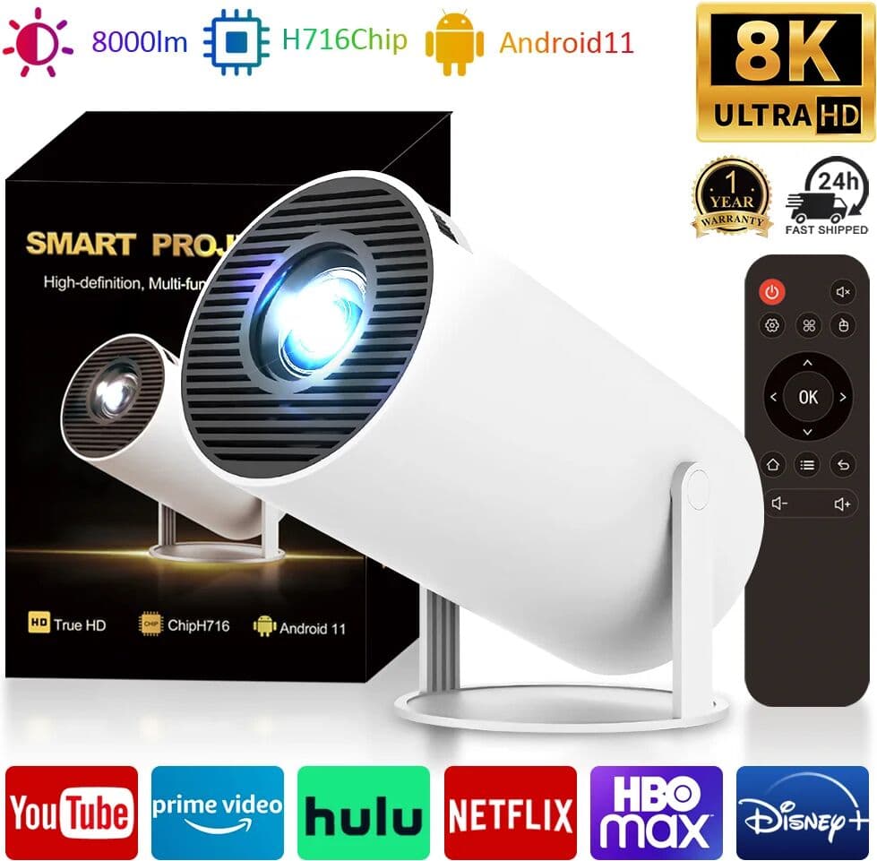 MAXPG 2026  HY300Ultra Projector 720P 290ANSI LED Mini Projector Google Play Auto-Keystone Correction WiFi6 BT5.4 Home Theater