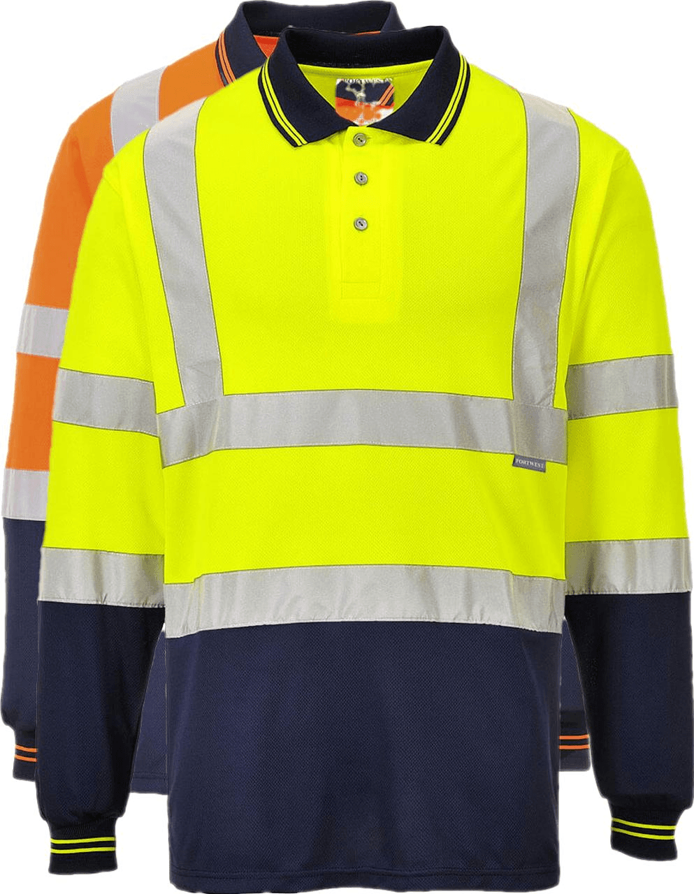 Portwest S279 Two-Tone Langærmet Polo M Orange/navy