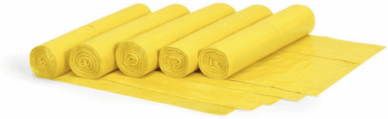 B2B Partner Pytle na odpad 120 litrů, 700 x 1100 mm, LDPE, 60 mikronů, 10 x 20 ks, žlutý