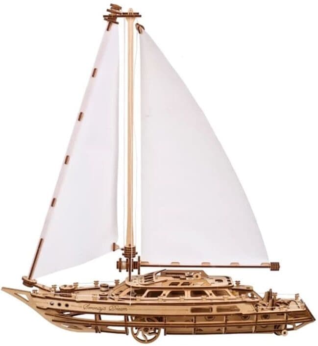 Ugears Puzzle 3d bateau à voile sérénité Beige 41x44x14cm