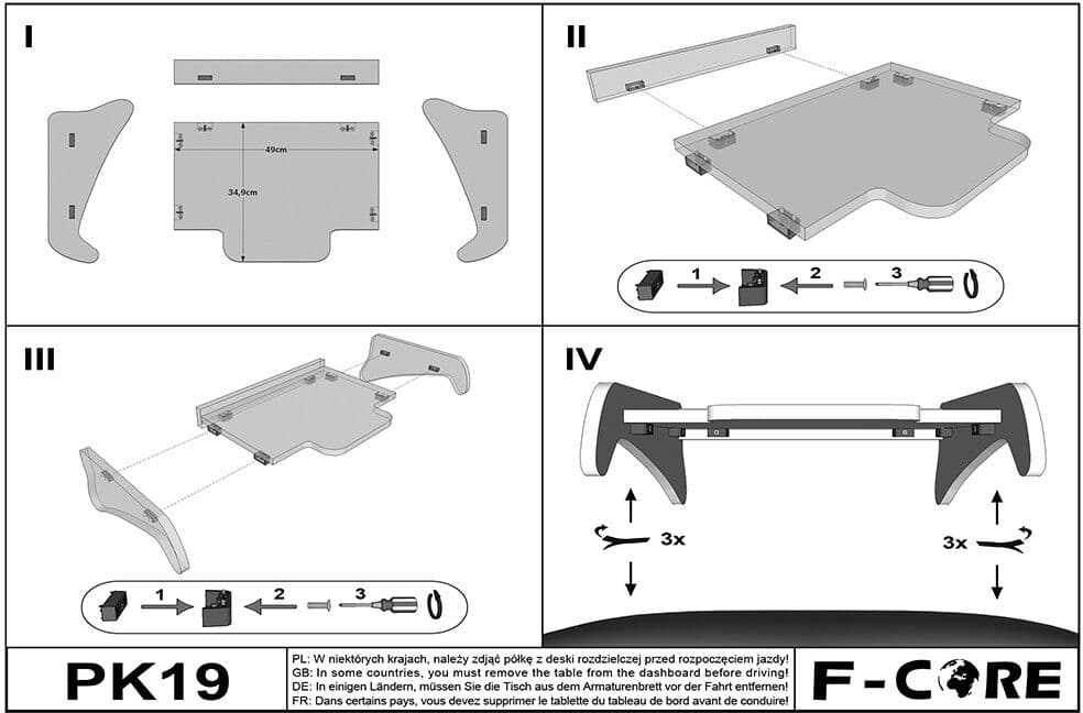 F-CORE PK19 RED Dash table